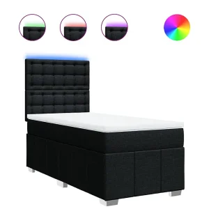 Boxspring met matras stof zwart 90×190 cm Boxspring met matras stof zwart 90×190 cm