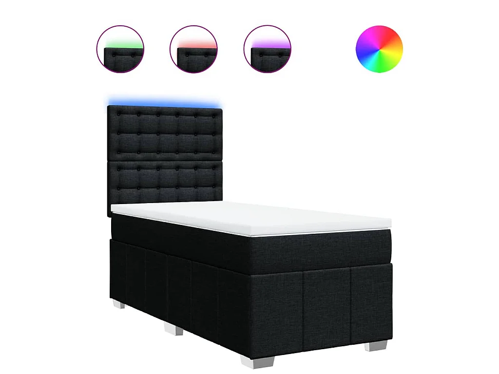 Boxspring met matras stof zwart 90x190 cm
