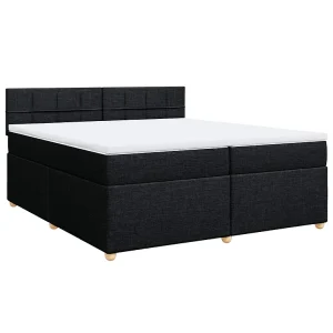 Boxspring met matras stof zwart 200×200 cm Boxspring met matras stof zwart 200×200 cm