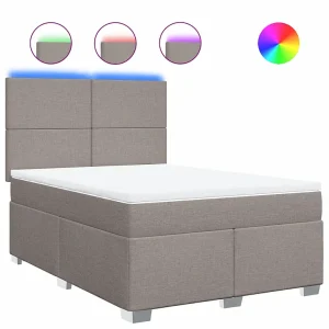 Boxspring met matras stof taupe 140×200 cm Boxspring met matras stof taupe 140×200 cm