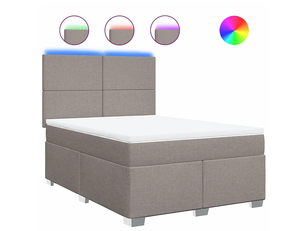 Boxspring met matras stof taupe 140x200 cm