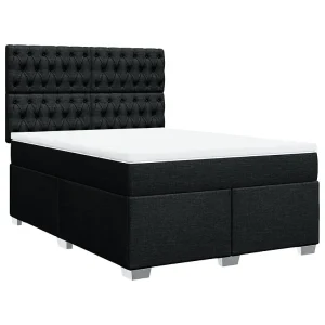Boxspring met matras stof zwart 160×200 cm Boxspring met matras stof zwart 160×200 cm