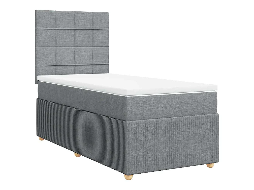 Boxspring met matras stof lichtgrijs 90x200 cm