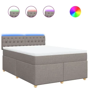 Boxspring met matras stof taupe 140×190 cm Boxspring met matras stof taupe 140×190 cm