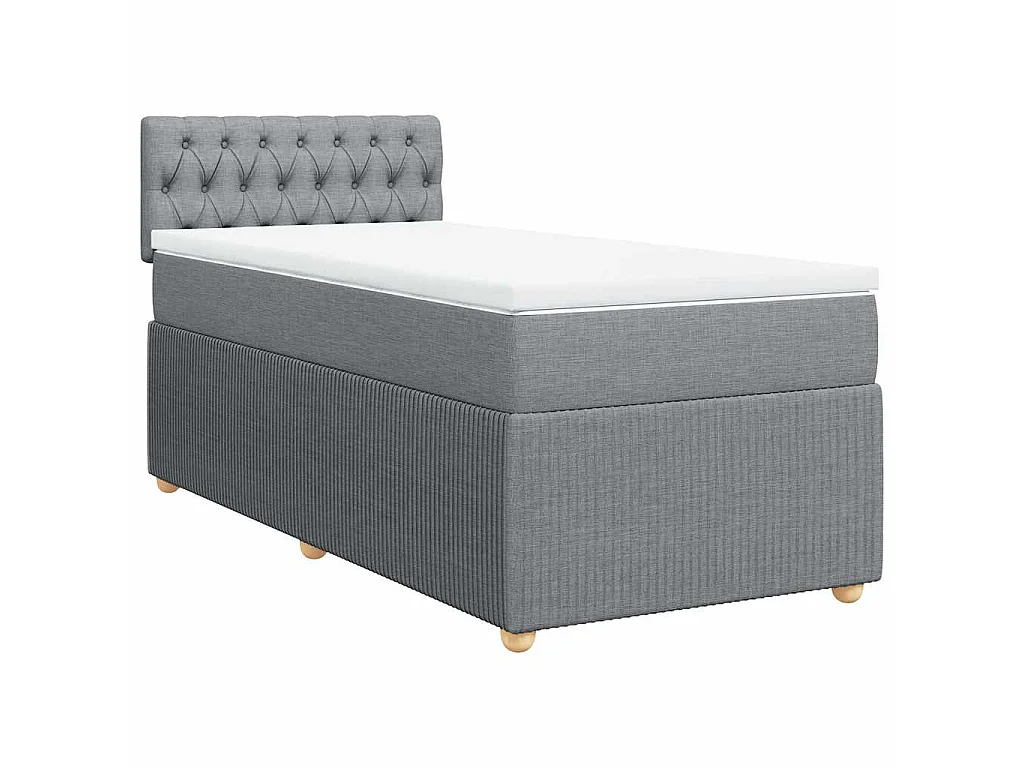Boxspring met matras stof lichtgrijs 90x200 cm