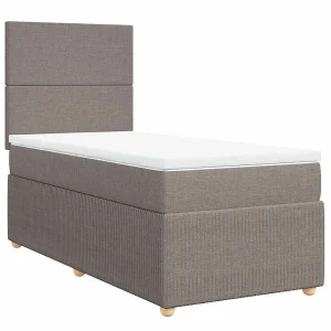 Boxspring met matras stof taupe 80×200 cm