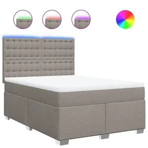 Boxspring met matras stof taupe 140×200 cm Boxspring met matras stof taupe 140×200 cm