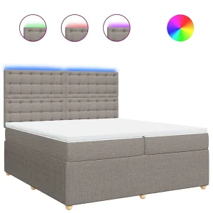 Boxspring met matras stof taupe 200×200 cm