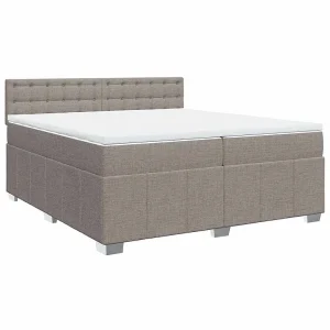 Boxspring met matras stof taupe 200×200 cm