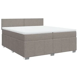 Boxspring met matras stof taupe 200×200 cm