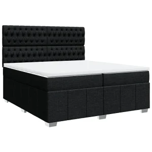 Boxspring met matras stof zwart 200×200 cm Boxspring met matras stof zwart 200×200 cm