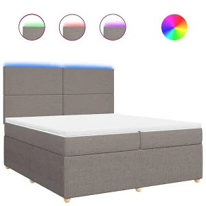 Boxspring met matras stof taupe 200×200 cm