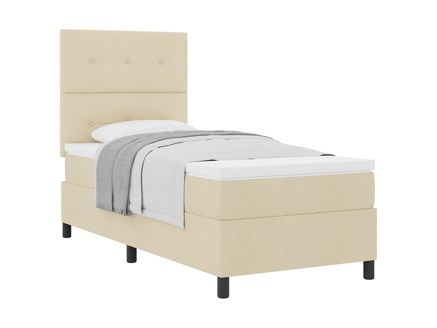 Boxspringbed met matras met hoofdeinde Crème 90 x 200 cm Stof