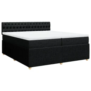 Boxspring met matras stof zwart 200×200 cm Boxspring met matras stof zwart 200×200 cm