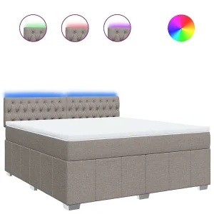 Boxspring met matras stof taupe 180×200 cm