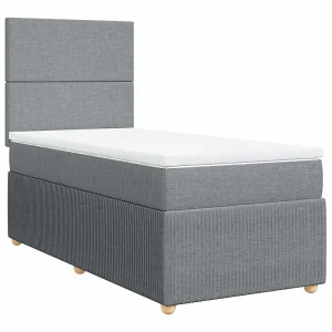 Boxspring met matras stof lichtgrijs 90×200 cm