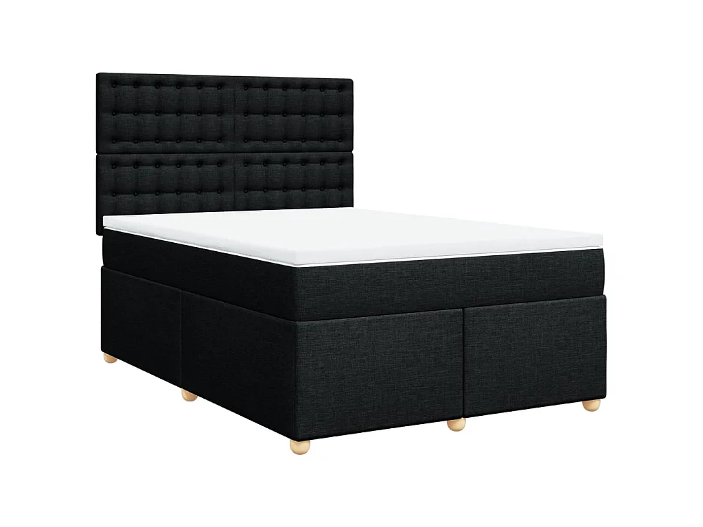 Boxspring met matras stof zwart 140x200 cm