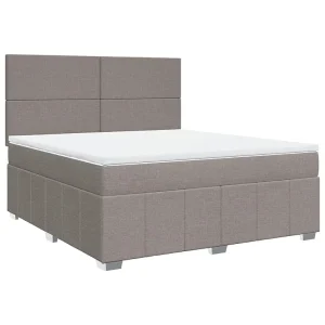 Boxspring met matras stof taupe 180×200 cm