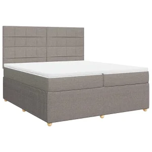 Boxspring met matras stof taupe 200×200 cm