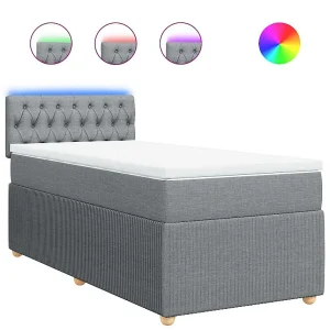 Boxspring met matras stof lichtgrijs 90×200 cm