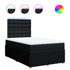 Boxspring met matras stof zwart 120×190 cm