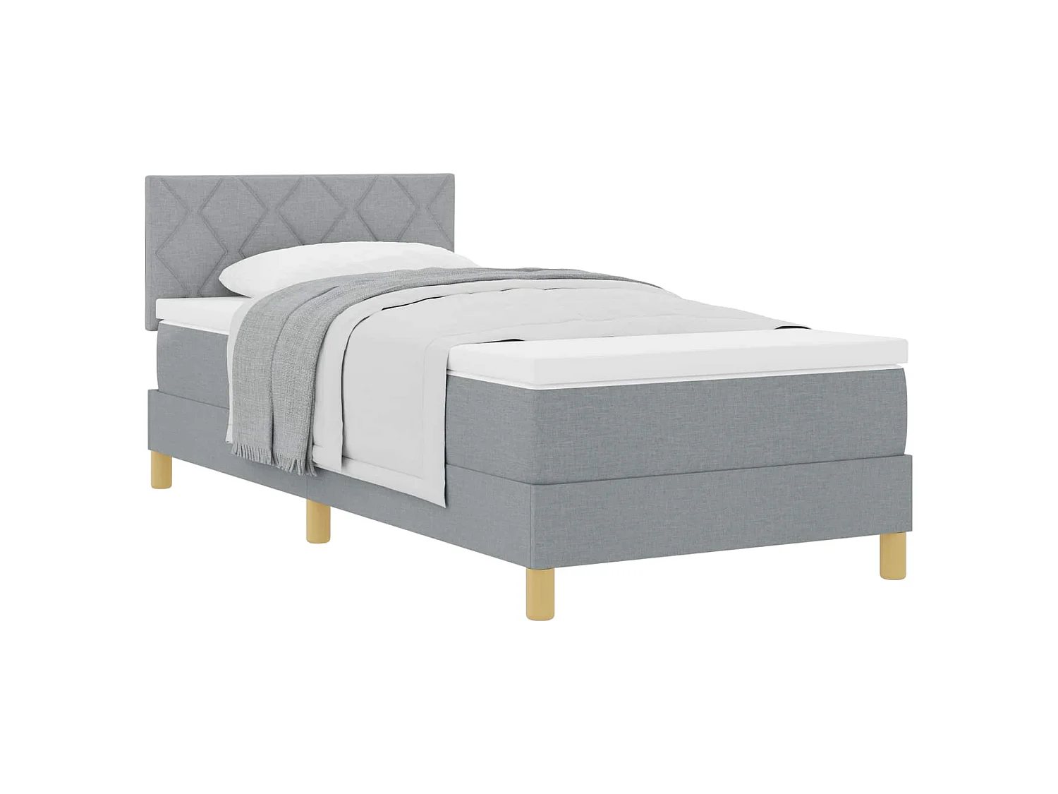 Boxspringbed met matras met matras Lichtgrijs 90 x 200 cm Stof