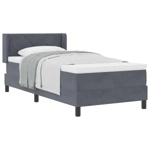 Boxspringbed met Matras Zwart 100×200 cm Fluweel Donkergrijs Boxspringbed met Matras Zwart 100×200 cm Fluweel Donkergrijs