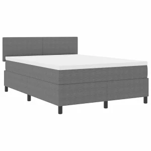 Boxspringbed Lichtgrijs en wit. 140 x 190 cm Katoen Stof