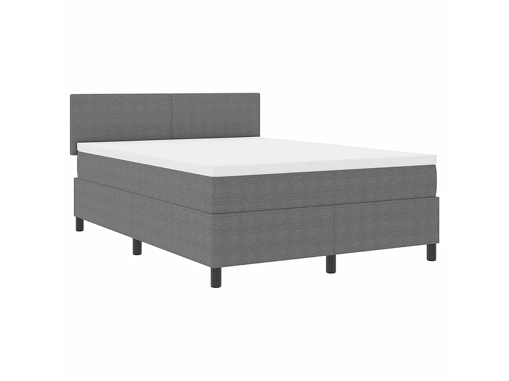 Boxspringbed Lichtgrijs en wit. 140 x 190 cm Katoen Stof