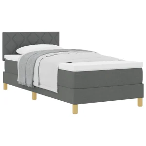Boxspringbed met matras Donkergrijs 100 x 200 cm Stof Boxspringbed met matras Donkergrijs 100 x 200 cm Stof