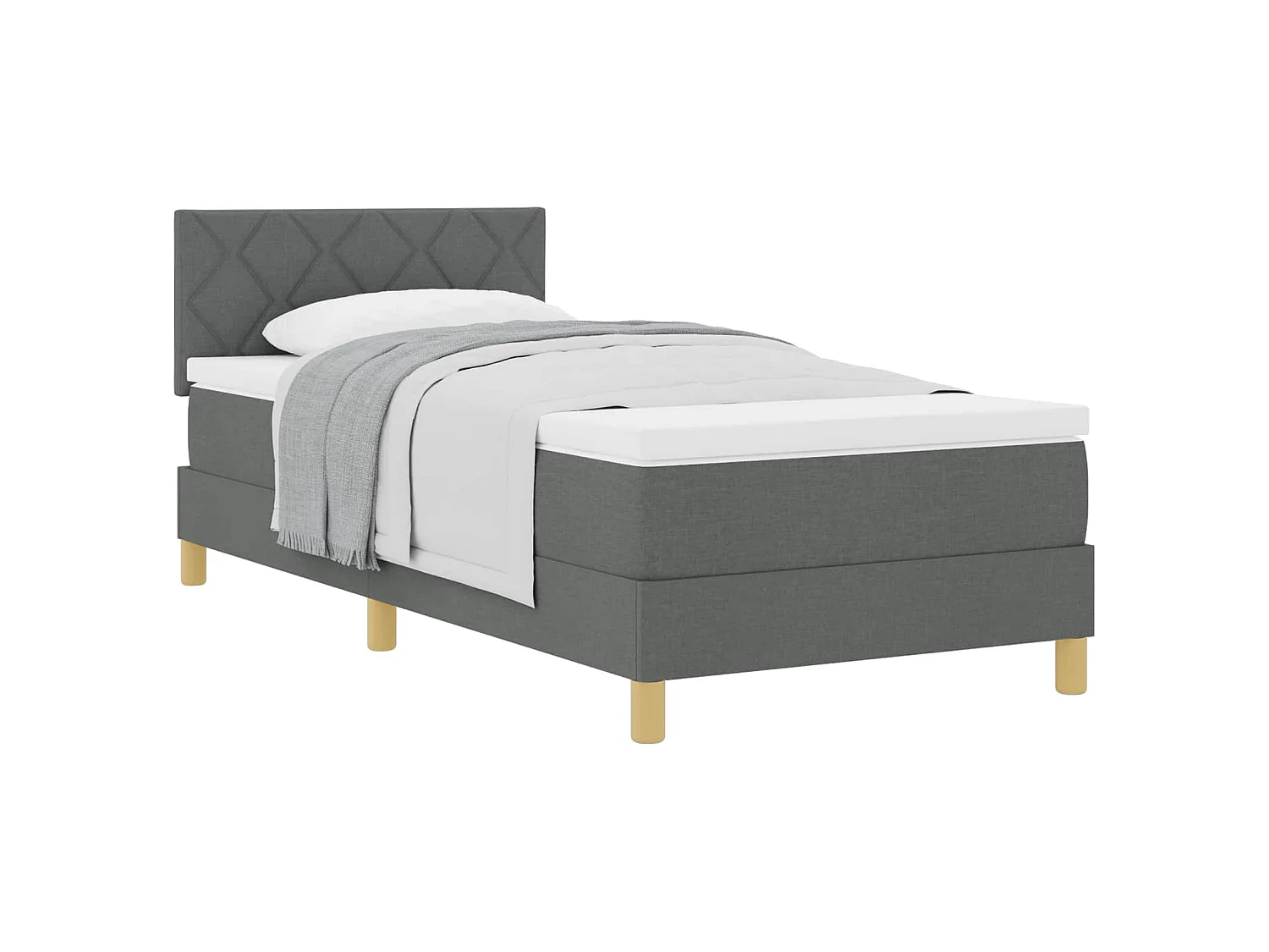 Boxspringbed met matras Donkergrijs 100 x 200 cm Stof