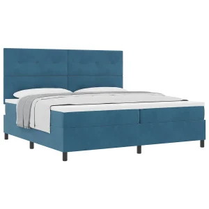 Boxspringbed met matras Donkerblauw 200 x 200 cm Stof Boxspringbed met matras Donkerblauw 200 x 200 cm Stof
