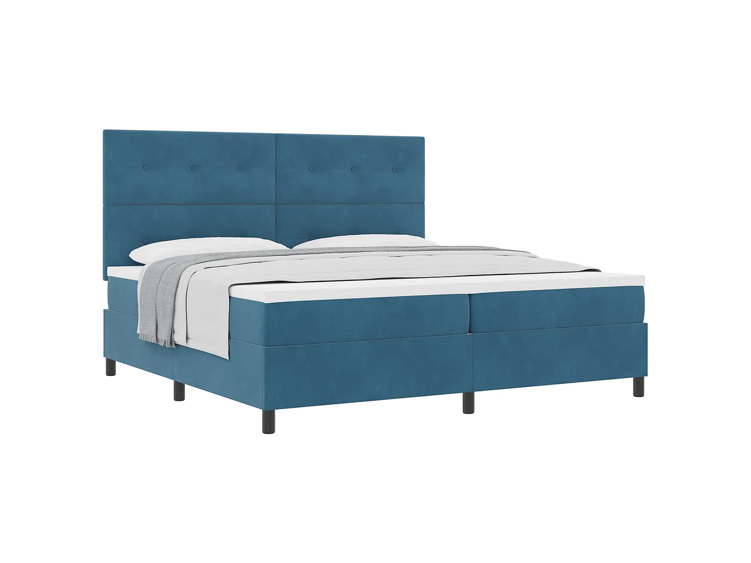 Boxspringbed met matras Donkerblauw 200 x 200 cm Stof