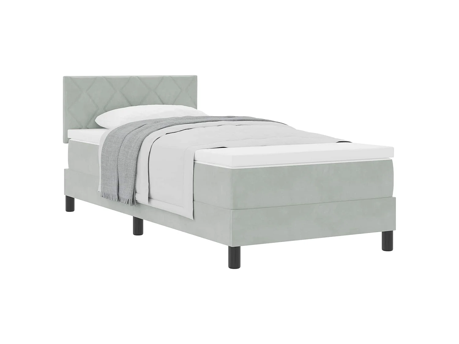 Boxspringbed met Matras met matras Lichtgrijs 90 x 200 cm Stof