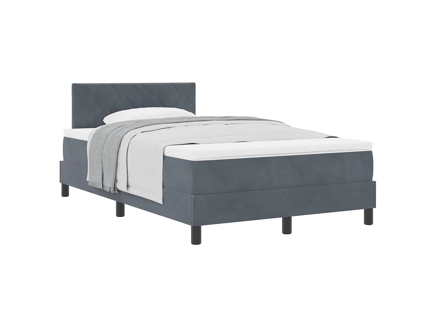 Boxspringbed met Matras Donkergrijs 120 x 190 cm Stof