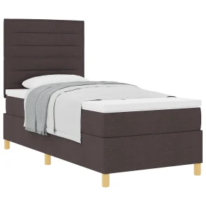 Boxspringbed met matras Donkerbruin 100 x 200 cm Stof Boxspringbed met matras Donkerbruin 100 x 200 cm Stof