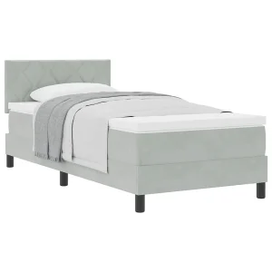 Boxspringbed met Matras met matras Lichtgrijs 90 x 190 cm Stof Boxspringbed met Matras met matras Lichtgrijs 90 x 190 cm Stof