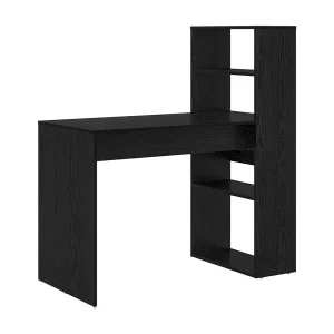 Bureau met plank Zwart Eiken 113 x 54 x 120 cm Bewerkt hout