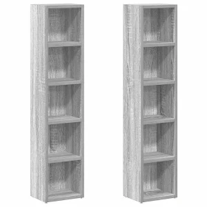 CD-kasten 2st 21x16x93,5cm bewerkt hout grijs sonoma eikenkleur