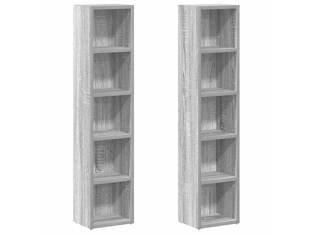 CD-kasten 2st 21x16x93,5cm bewerkt hout grijs sonoma eikenkleur