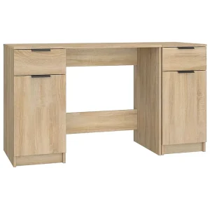 Bureau met bijzetkast bewerkt hout sonoma eikenkleurig Bureau met bijzetkast bewerkt hout sonoma eikenkleurig
