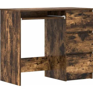 Bureau 90x45x76 cm bewerkt hout gerookt eikenkleurig