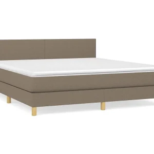 Boxspring met matras stof taupe 180×200 cm Boxspring met matras stof taupe 180×200 cm