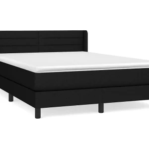 Boxspring met matras stof zwart 140×190 cm Boxspring met matras stof zwart 140×190 cm