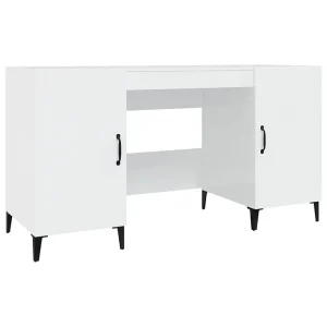 Bureau 140x50x75 cm bewerkt hout hoogglans wit Bureau 140x50x75 cm bewerkt hout hoogglans wit