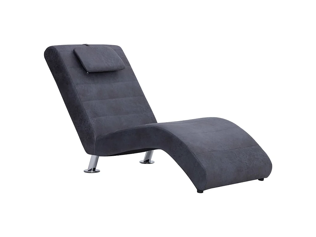 Chaise longue met kussen kunstsuède grijs