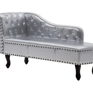 Chaise longue kunstleer zilverkleurig Chaise longue kunstleer zilverkleurig
