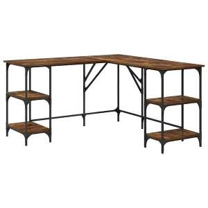Bureau 139x139x75 cm bewerkt hout gerookt eikenkleurig Bureau 139x139x75 cm bewerkt hout gerookt eikenkleurig