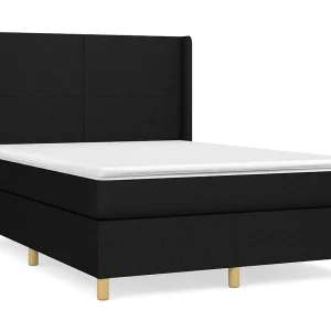 Boxspring met matras stof zwart 140×190 cm