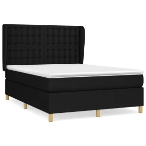 Boxspring met matras stof zwart 140×190 cm